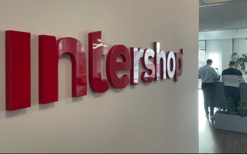 intershop logo placed on a wall